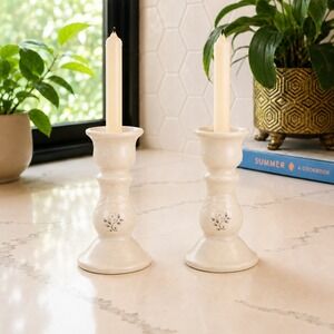 Pair of Pfaltzgraff Candlestick Holders-Heirloom-Ceramic Farmhouse